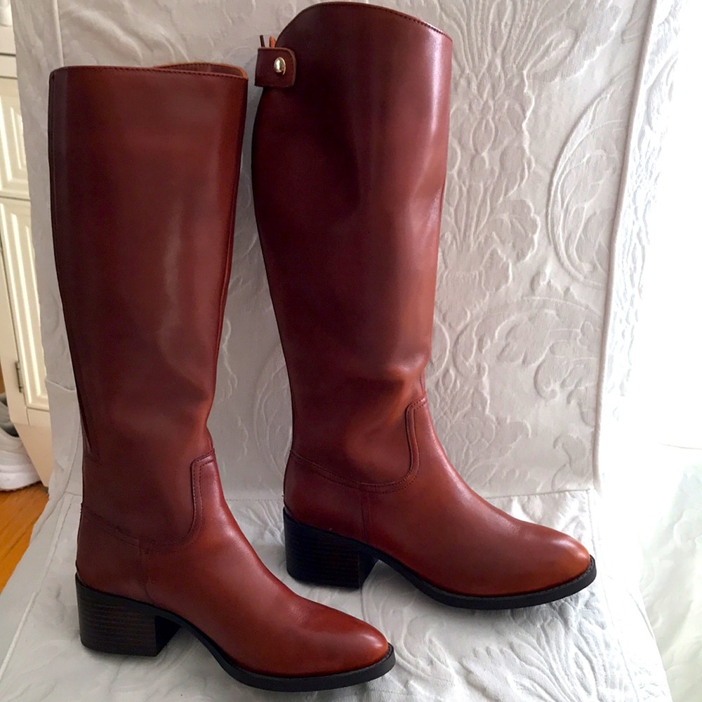 NEW Elegant Brown Leather Knee-High Boots INC International